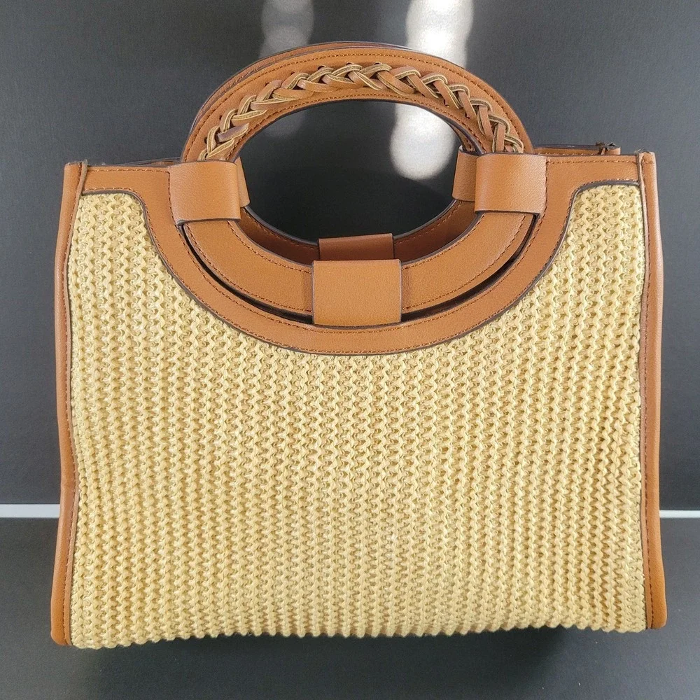 Charming Charlies NWOT Vegan Leather Woven Purse Hobo Wheat / Brown